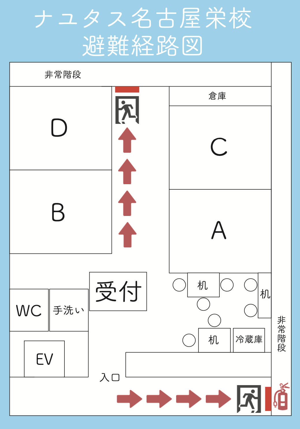 ナユタス名古屋栄校 避難経路
