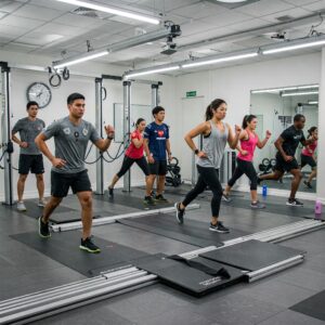 運動する男女