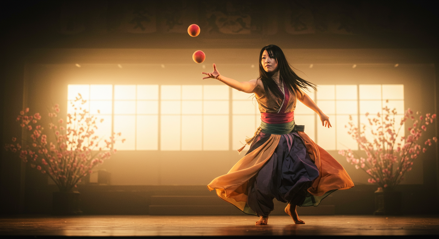 「桃を投げるリズムでステップ！岡山伝統“桃投げダンス”」