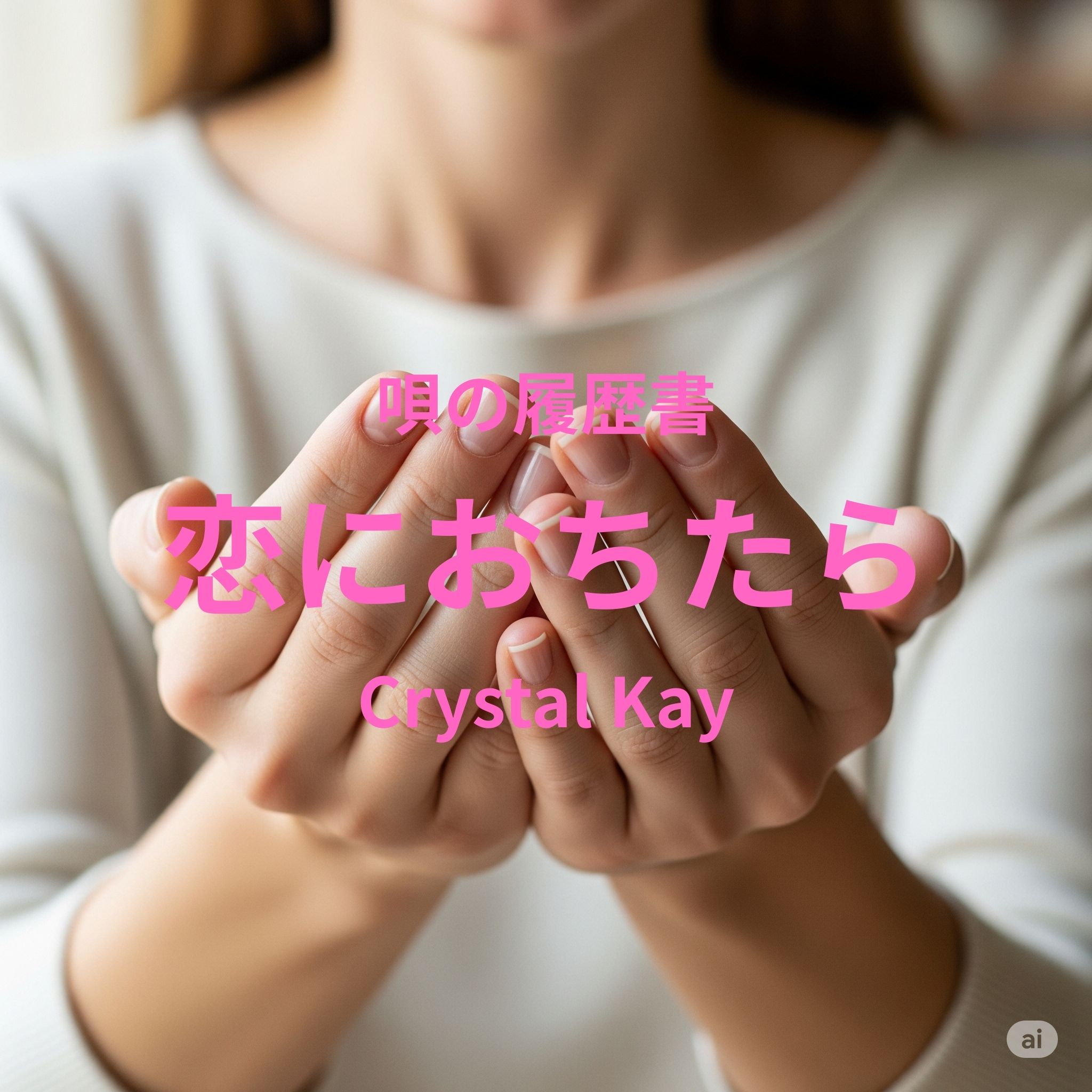 両手を胸の前で包み込むように広げる女性