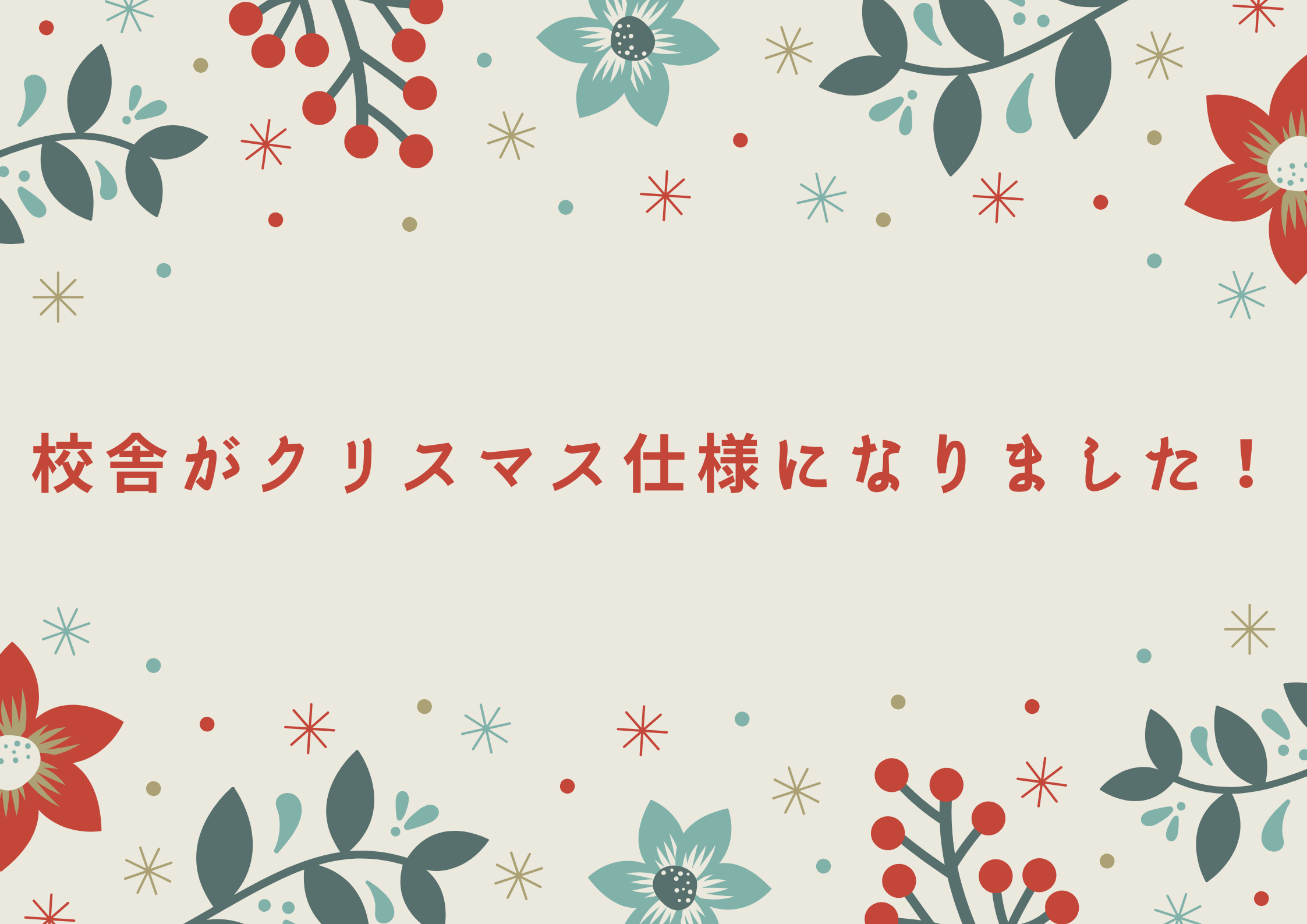 校舎がクリスマス仕様になりました！