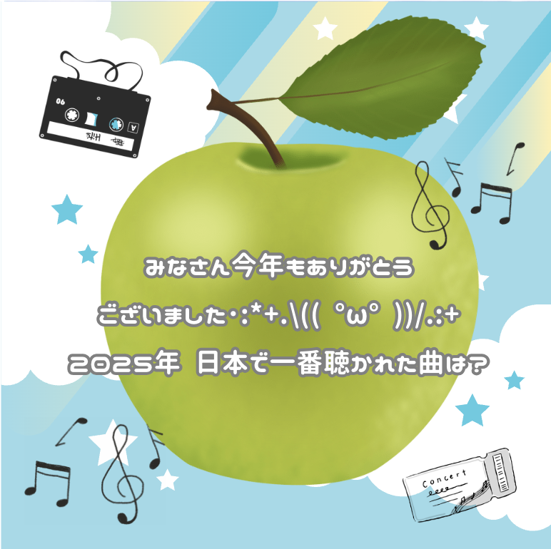 みなさん今年もありがとうございました･:*+.\(( °ω° ))/.:+2025年 日本で一番聴かれた曲は？