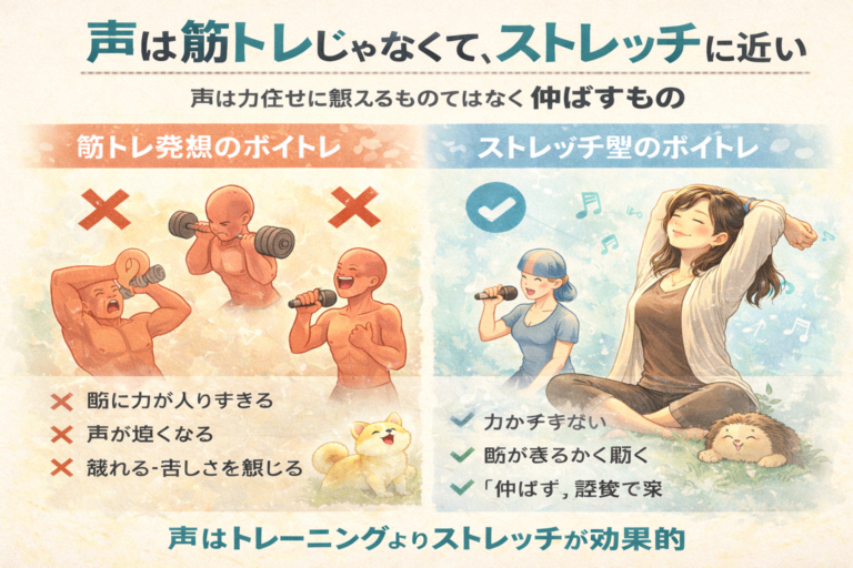 💧声は筋トレじゃなくて、ストレッチに近い💧