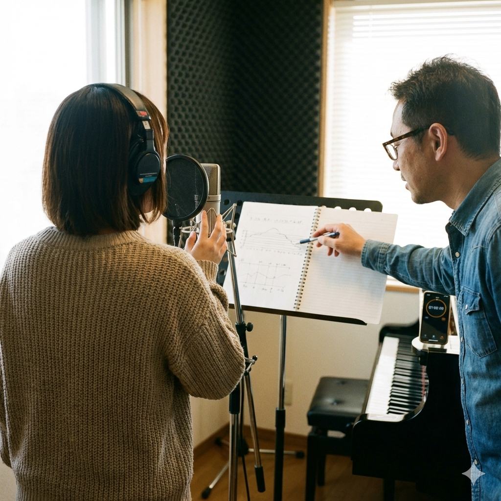 【NAYUTAS鹿児島中央校】 ロングトーン発声に呼吸量メモを添える