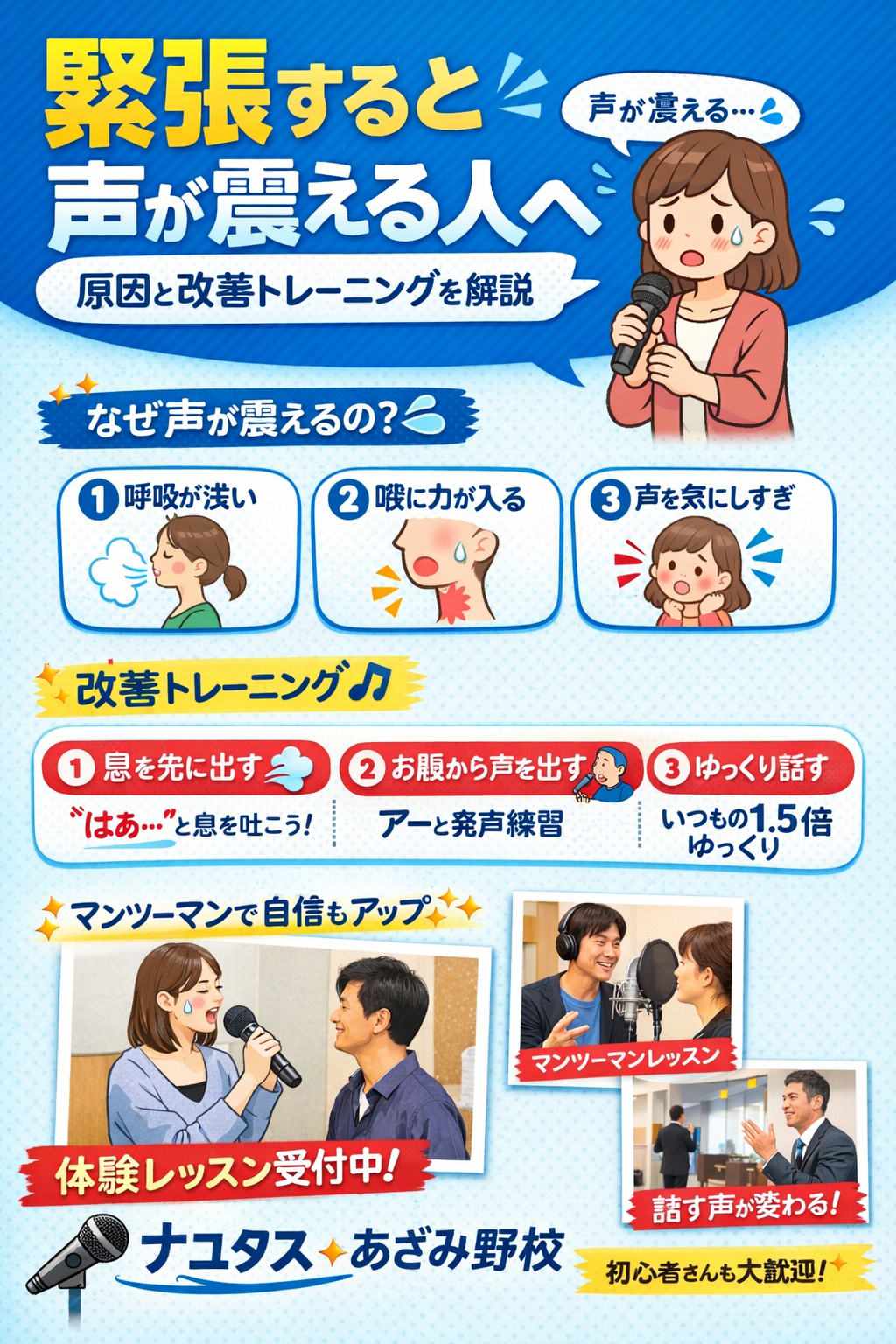 緊張すると声が震える人へ｜原因と改善トレーニングを解説🎤