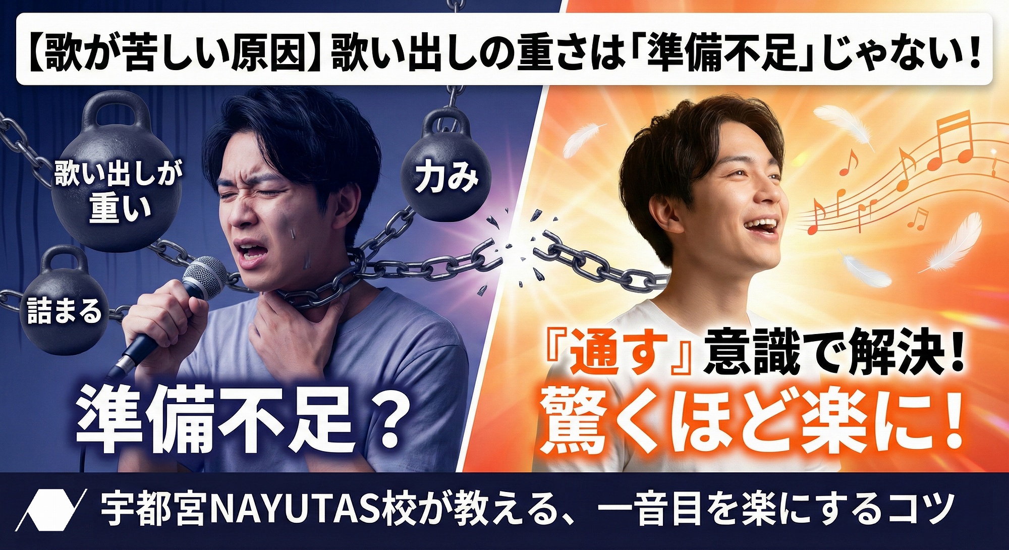 【歌が苦しい原因】歌い出しで声が重くなるのは「準備不足」ではありません