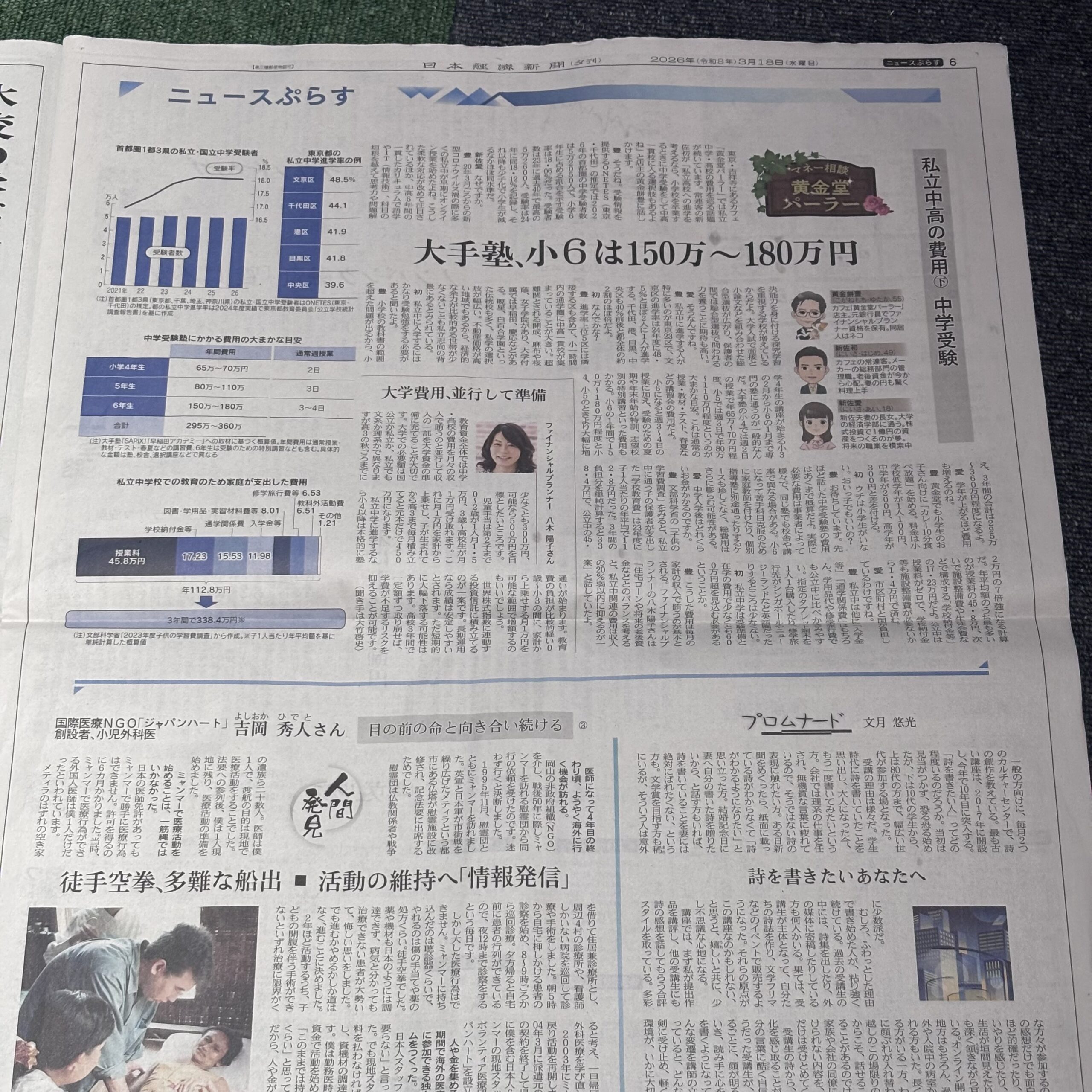 中学受験、大手塾 小6は年間150～180万円【埼玉ボイトレならナユタス川口校】