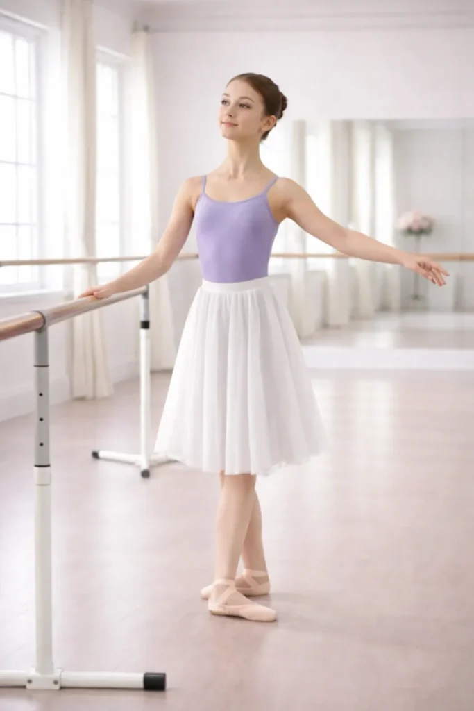 第4ポジションを取るバレリーナの女性