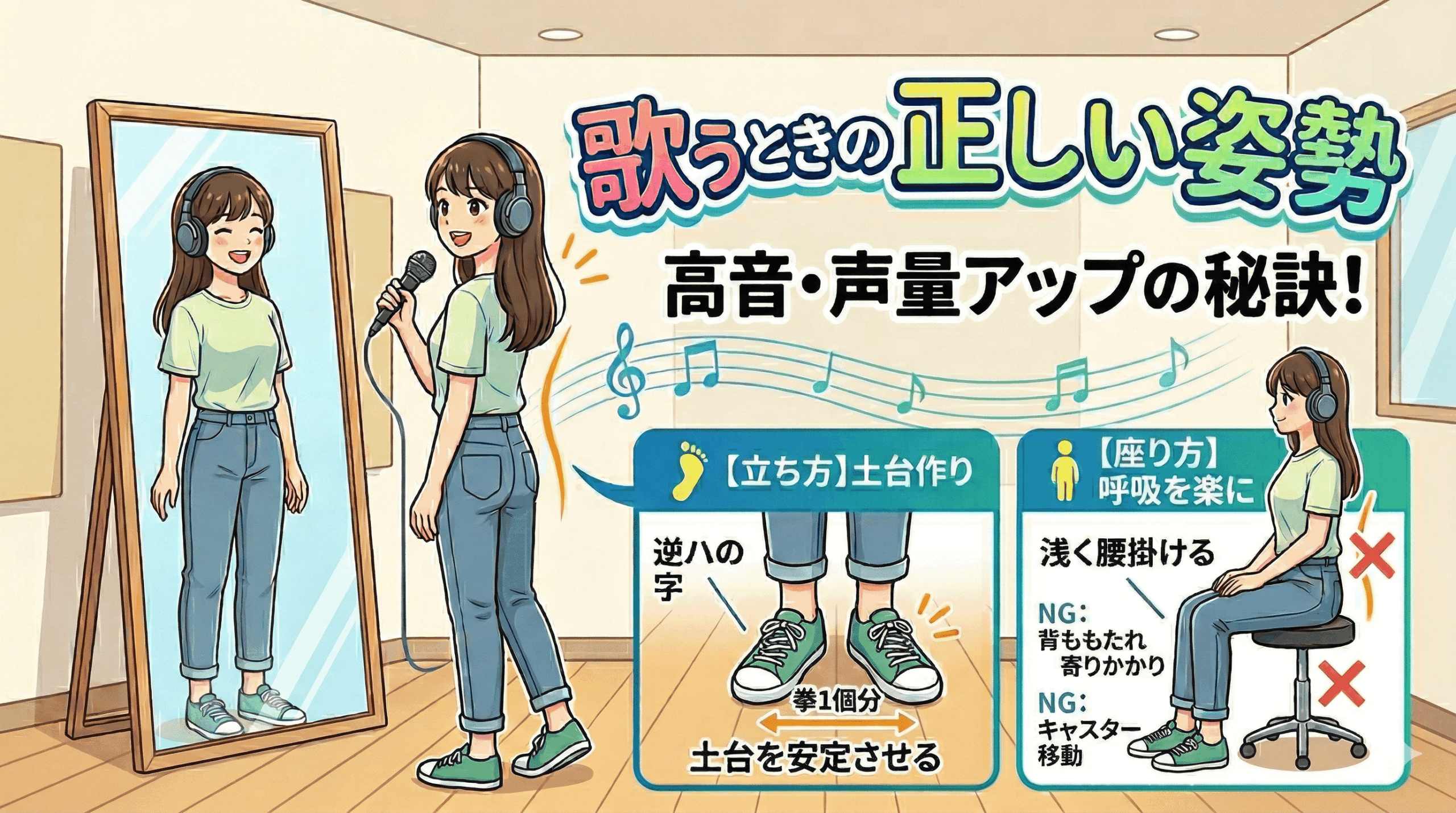 【ボイトレ基礎】高音が出やすくなる！歌うときの正しい「立ち方・座り方」【所沢のボイトレ教室】ナユタス所沢校