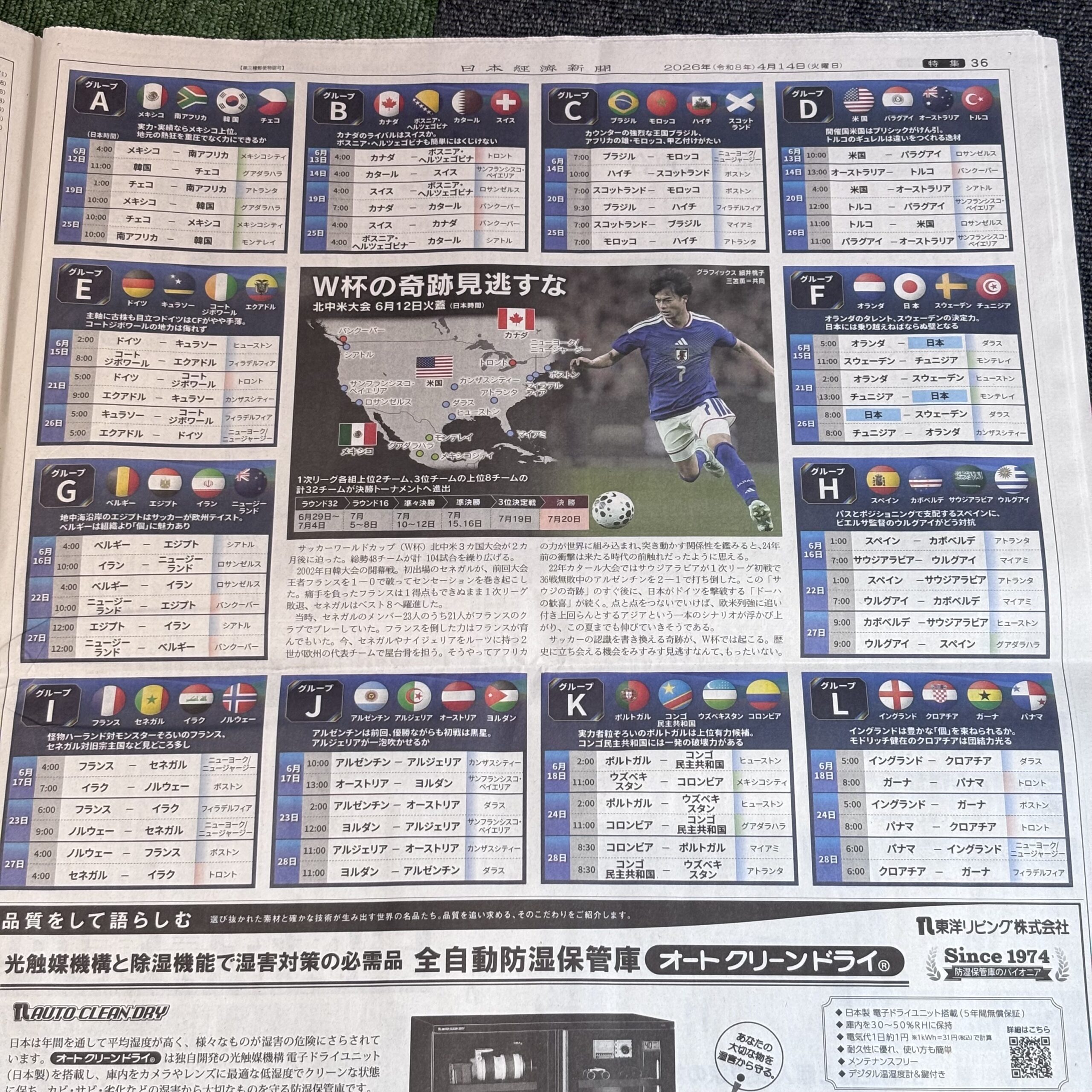 サッカーワールドカップ北中米3カ国退会組み分けと試合日程【埼玉ボイトレならナユタス川口校】