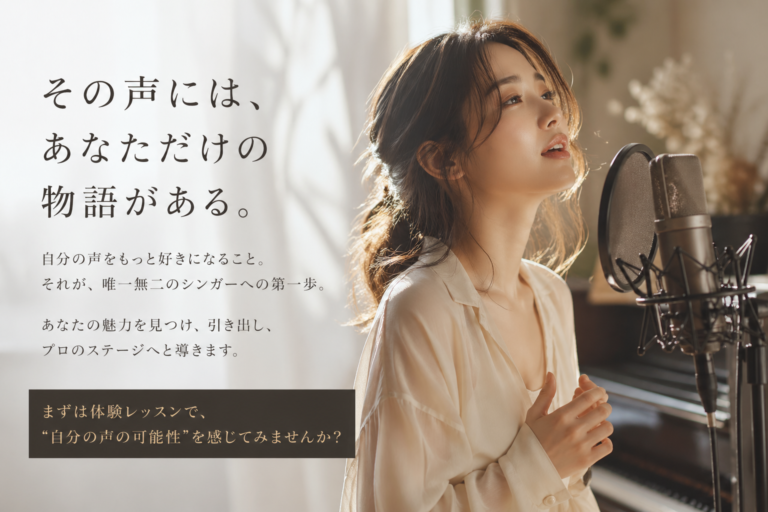 「誰かの真似ではなく、“自分の声”で勝負したい」——そう思った瞬間から、あなたのシンガーとしての道は始まっています。