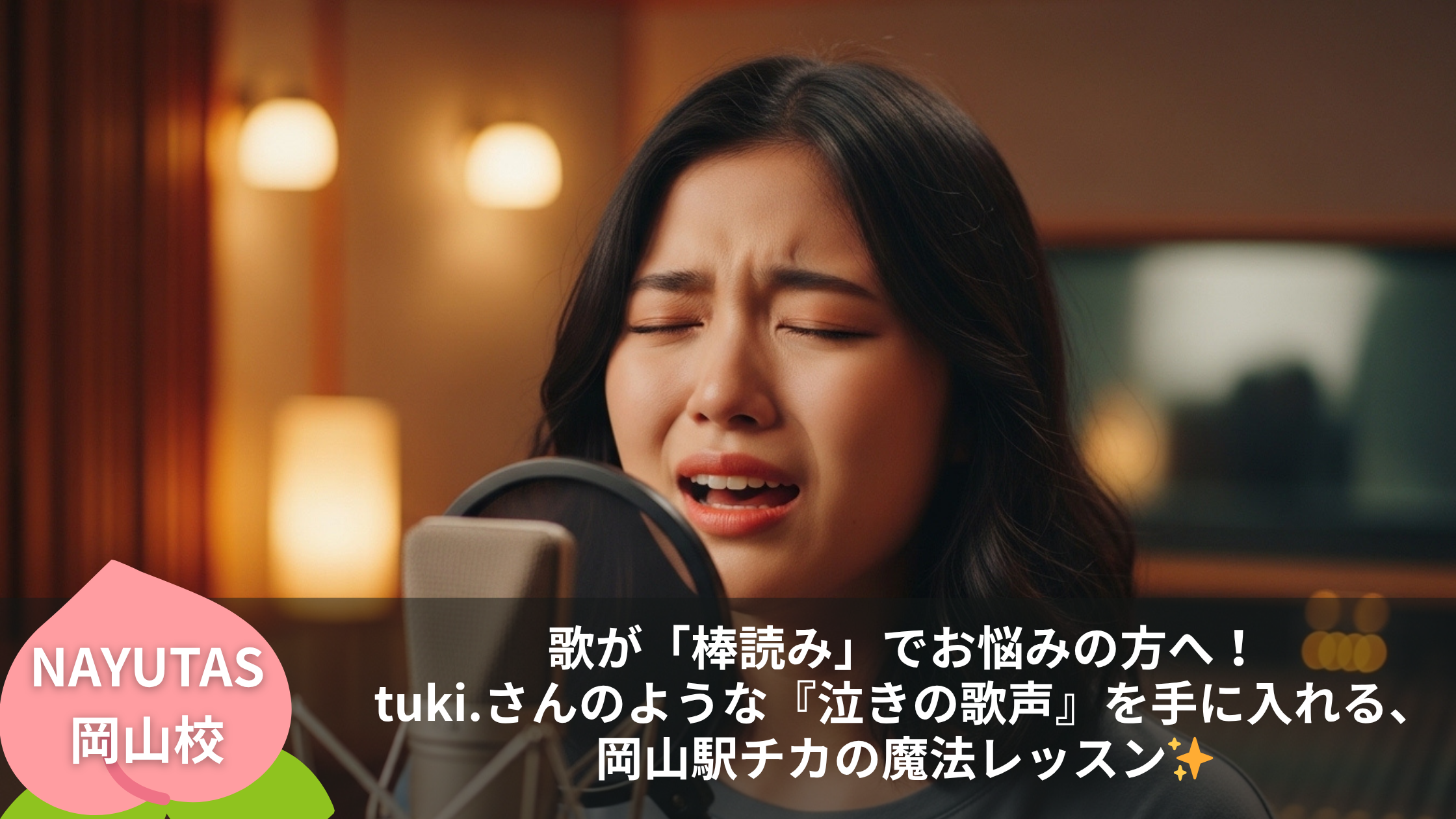 歌が「棒読み」でお悩みの方へ！tuki.さんのような『泣きの歌声』を手に入れる、岡山駅チカの魔法レッスン✨