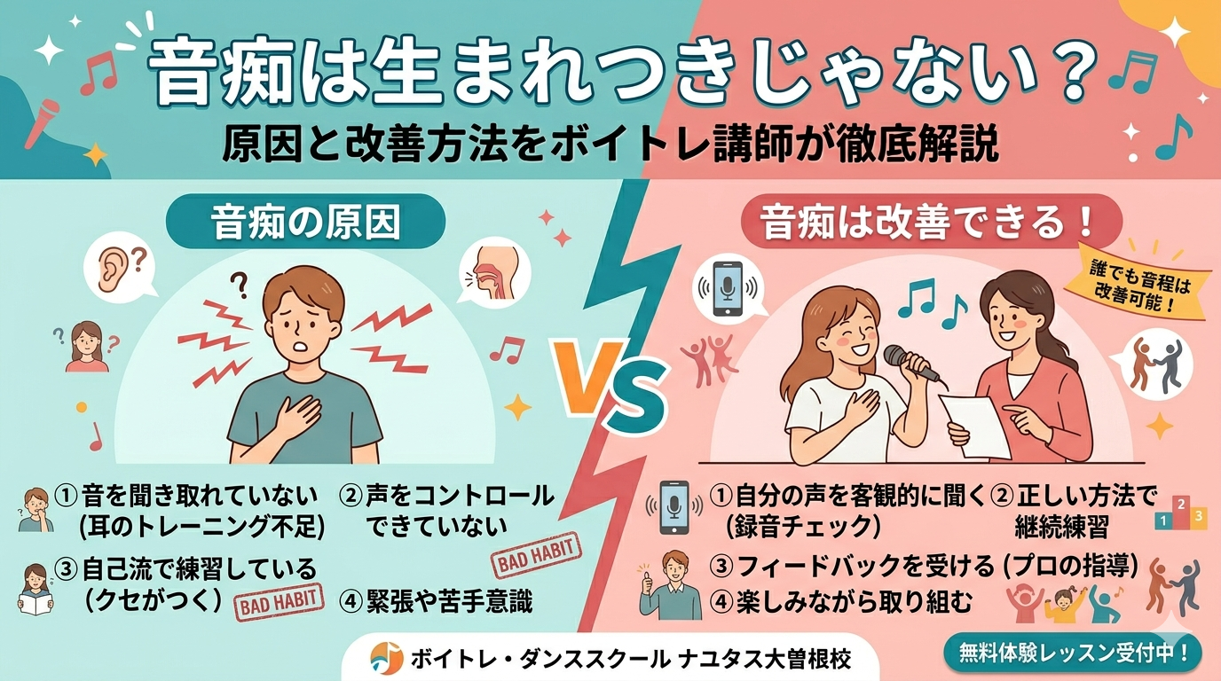 音痴は生まれつきじゃない？原因と改善方法をボイトレ講師が徹底解説