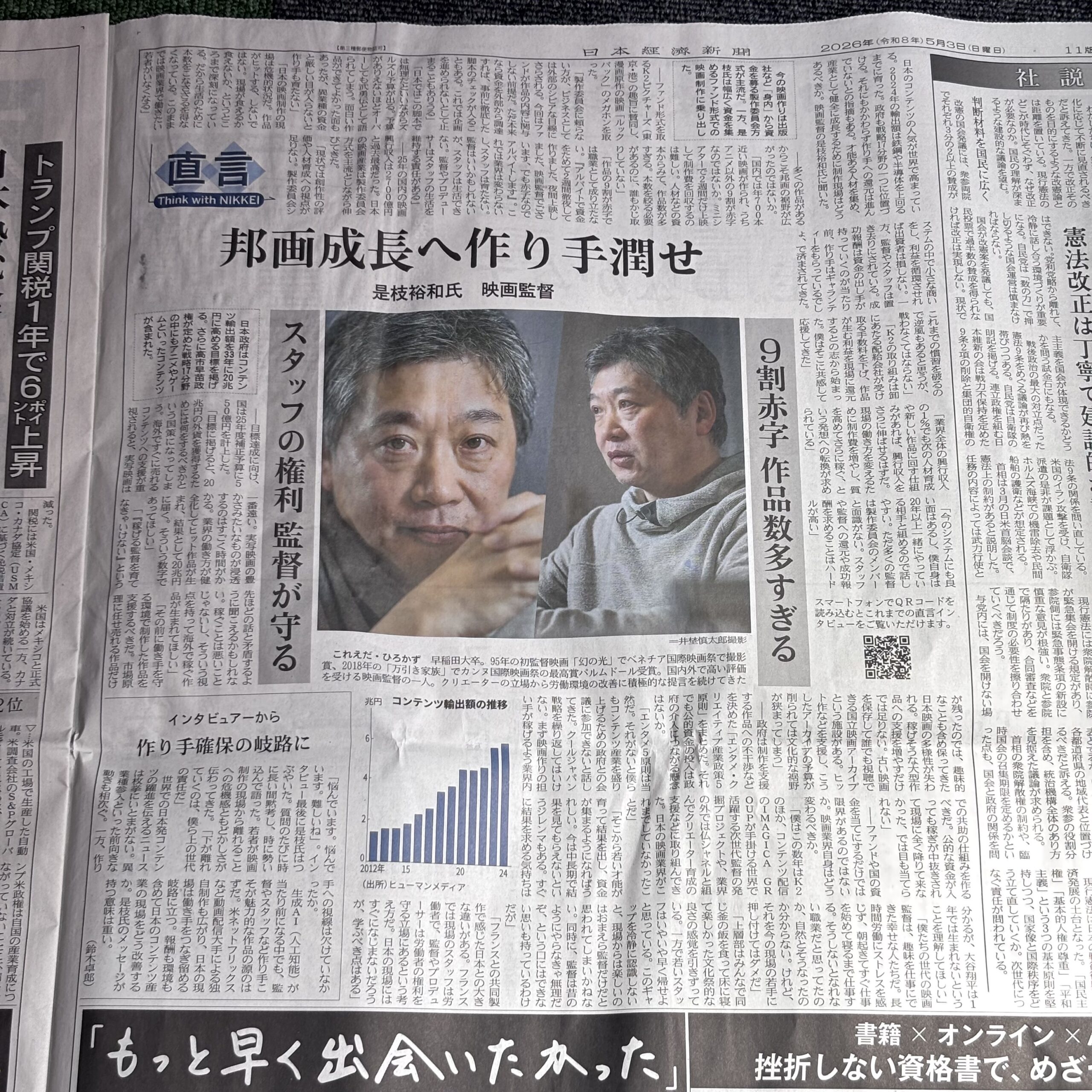邦画成長へ作り手潤せ（埼玉ボイトレならナユタス川口校）