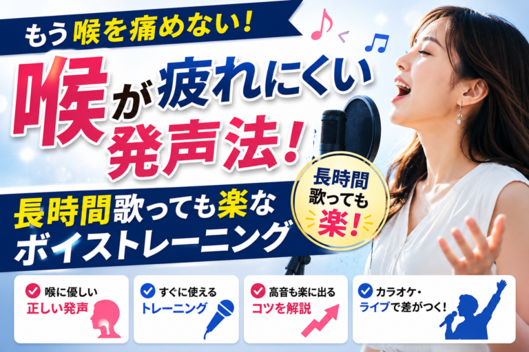 喉が疲れにくい発声法！長時間歌っても楽なボイストレーニング