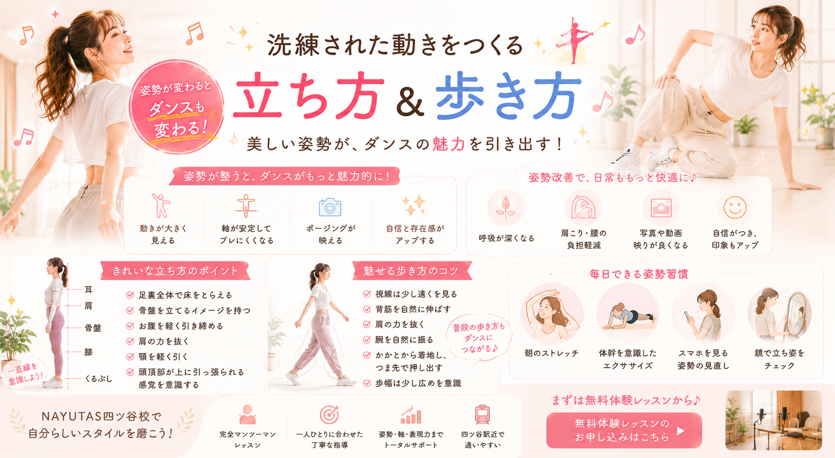 🕺姿勢が変わるとダンスも変わる！洗練された動きをつくる立ち方＆歩き方｜NAYUTAS四ツ谷校
