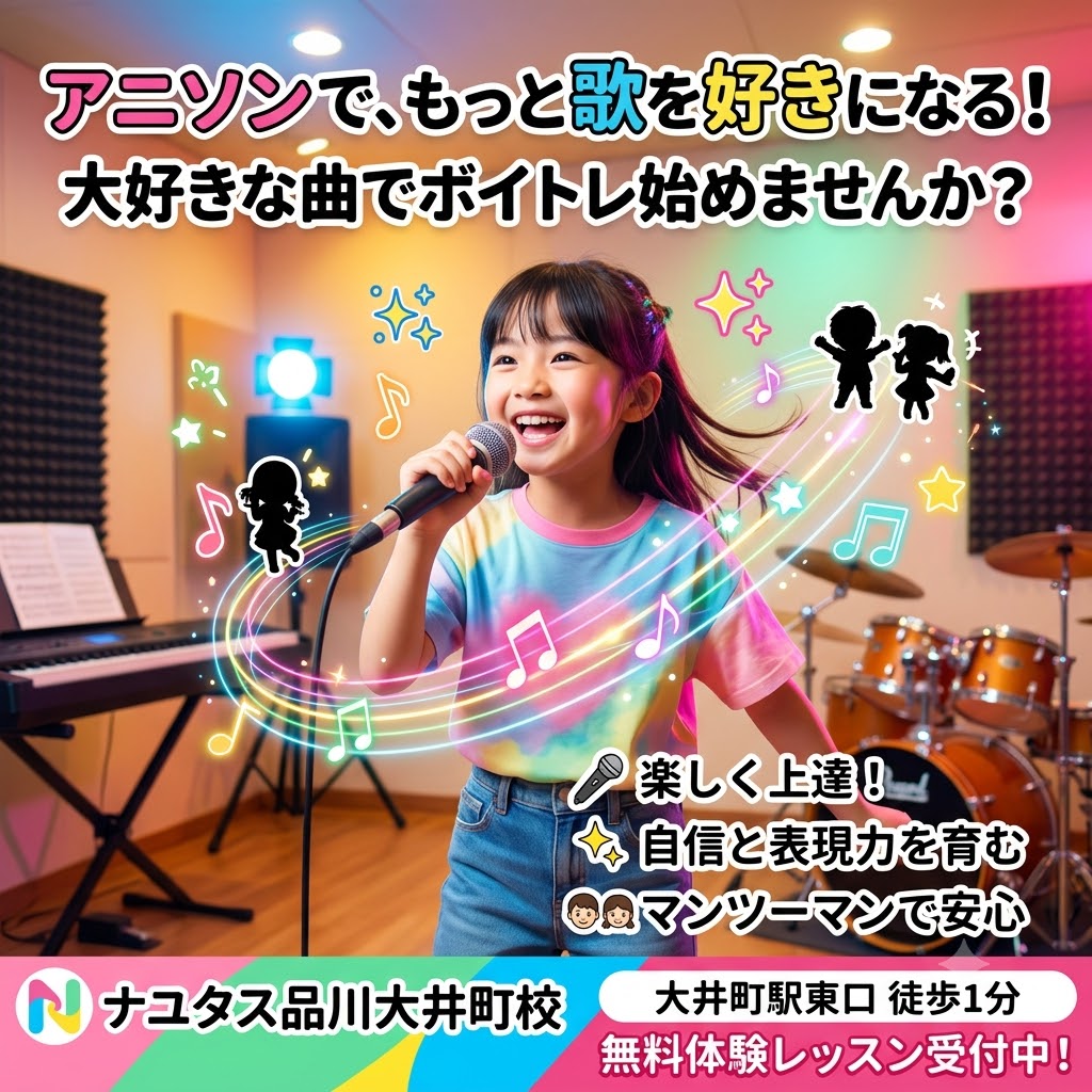 【大井町ボイトレ】アニソン好きなお子さまに人気のレッスン！好きな歌だから楽しく上達できる