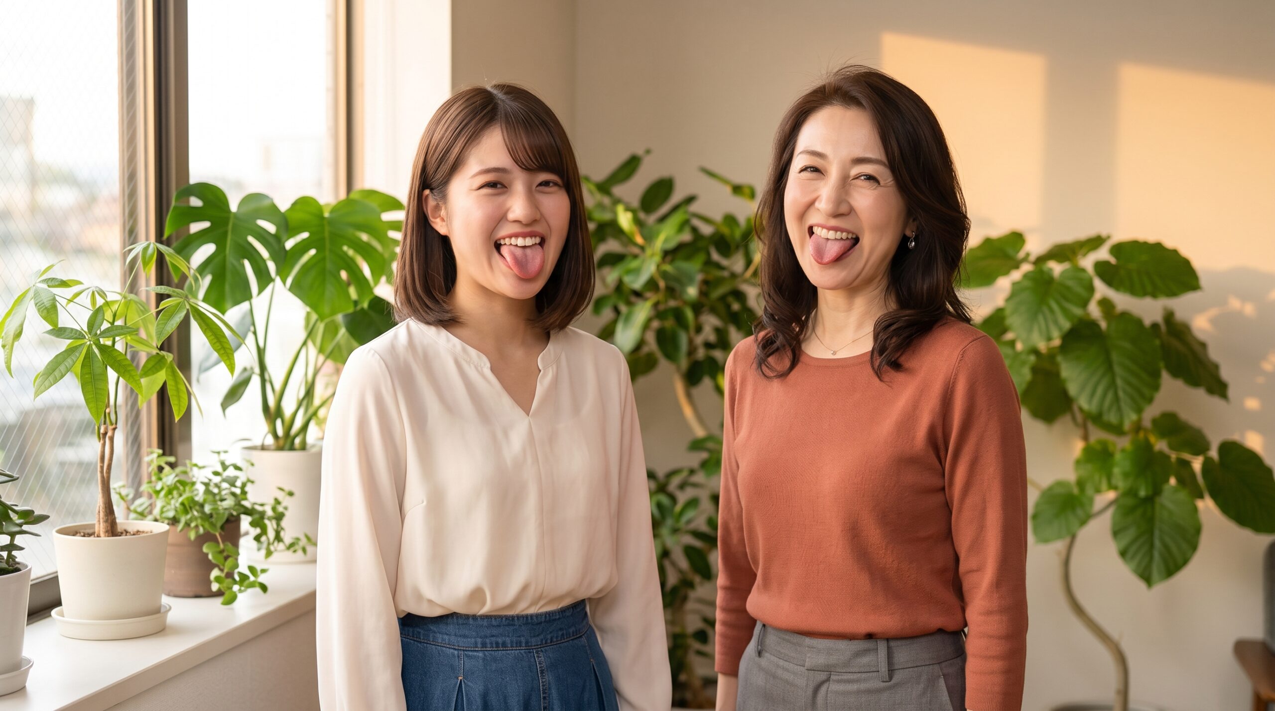 舌回しストレッチをするボイトレの生徒と講師
