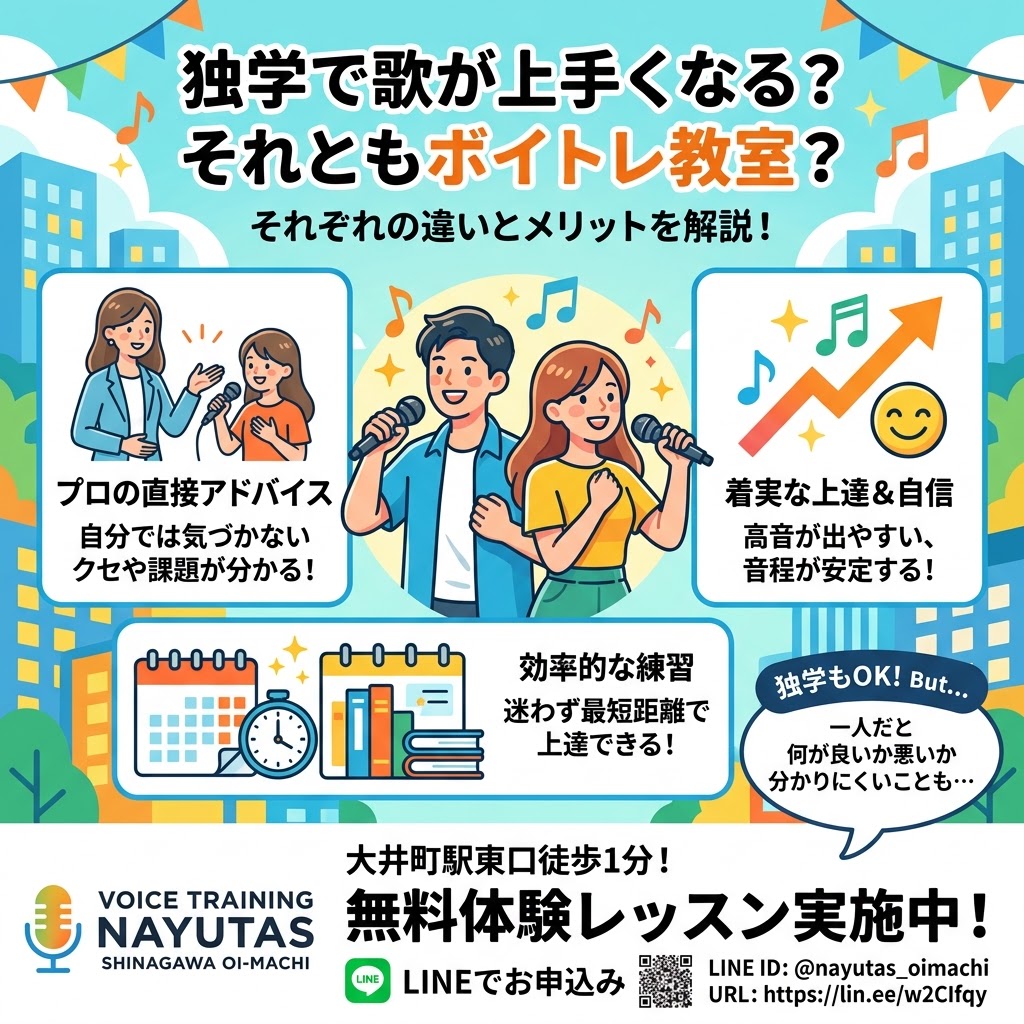【大井町ボイトレ】独学とボイトレ教室の違いとは？効率よく歌を上達させる方法