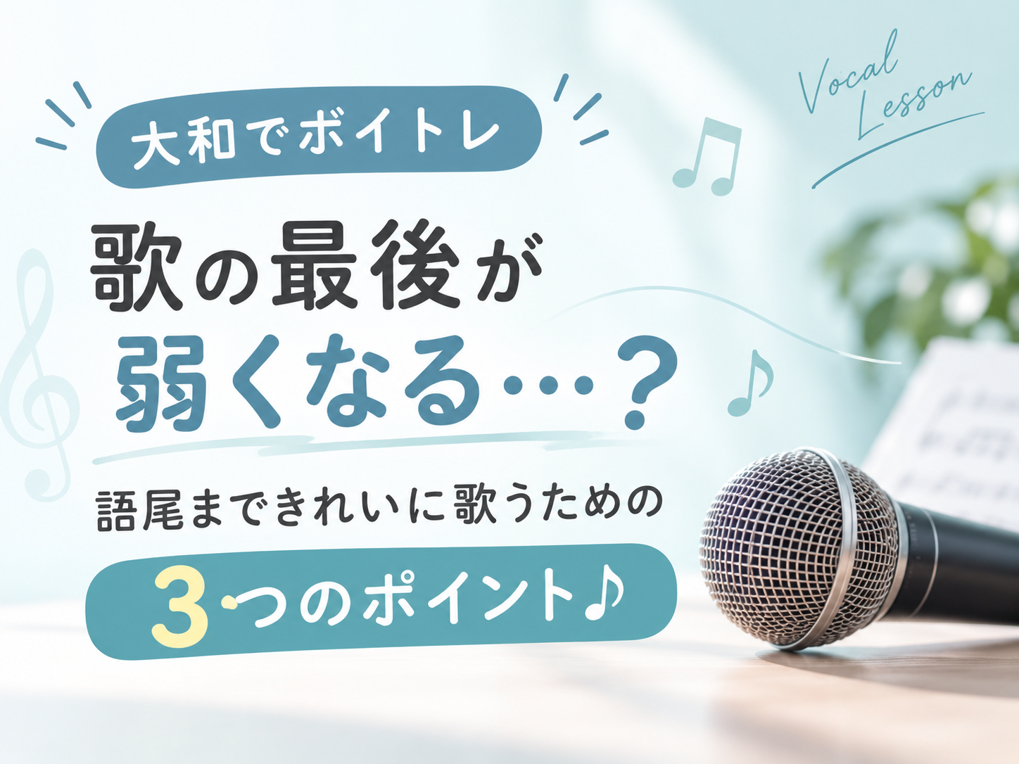 【大和でボイトレ】歌の最後が弱くなる…？語尾まできれいに歌うための3つのポイント♪｜NAYUTAS大和校
