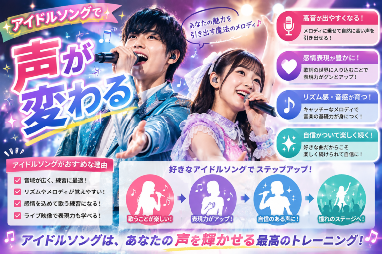 アイドルソングで声が変わる！タイプ別・ボーカルの伸ばし方ガイド【栄のボイトレスクール・ナユタス栄校】