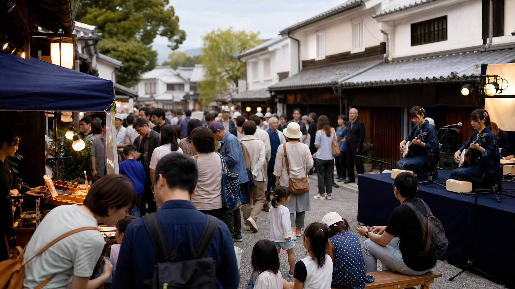 倉敷の地域祭りとステージイベントのイメージ