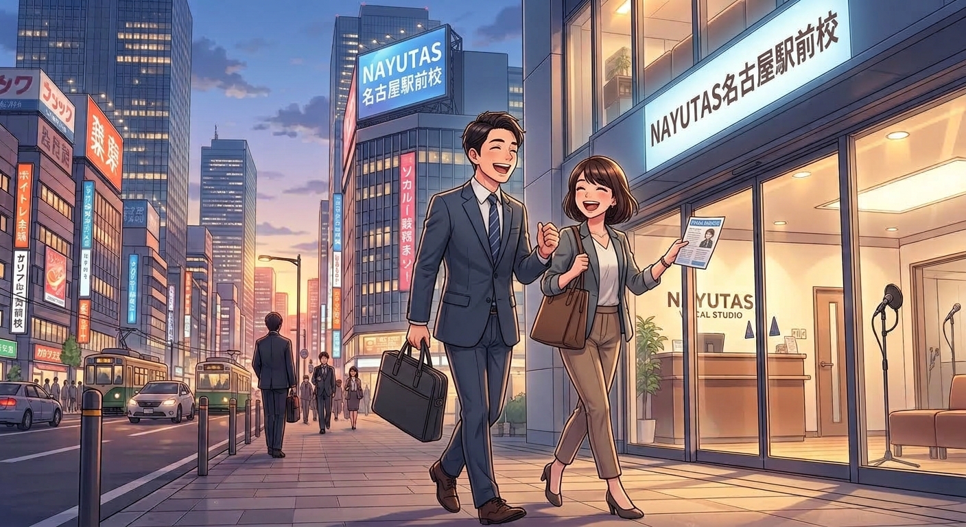 【名駅徒歩3分】仕事終わりのリフレッシュ！オフィス街・名駅で通えるボイトレが社会人に人気な理由🎶