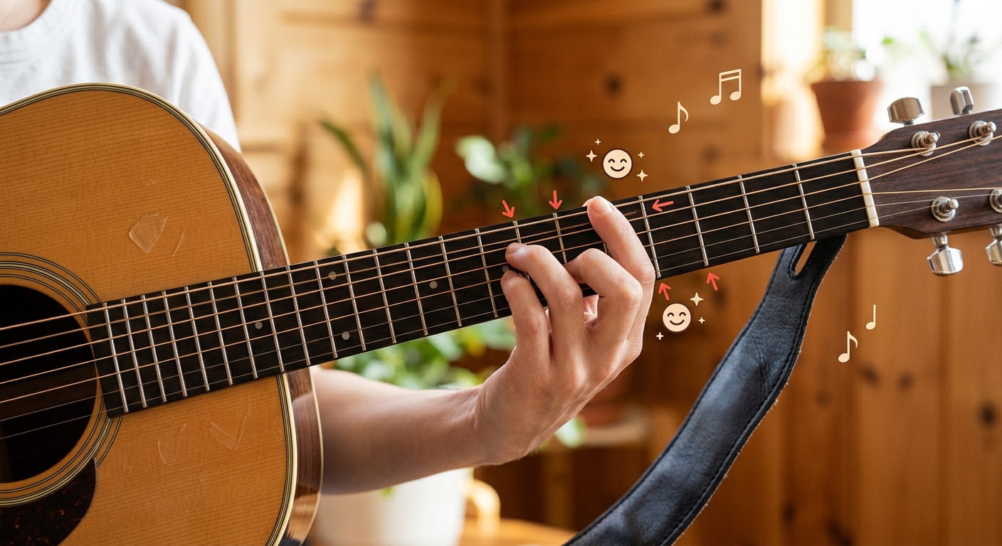 【アコギ初心者】挫折しやすい「Fコード」を克服！指が痛くならない押さえ方のコツ🎸✨